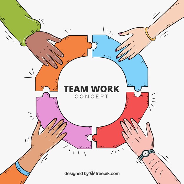 Concepto acerca del trabajo en equipo, estilo dibujado a mano