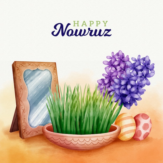 Vector gratuito concepto de acuarela feliz día de nowruz