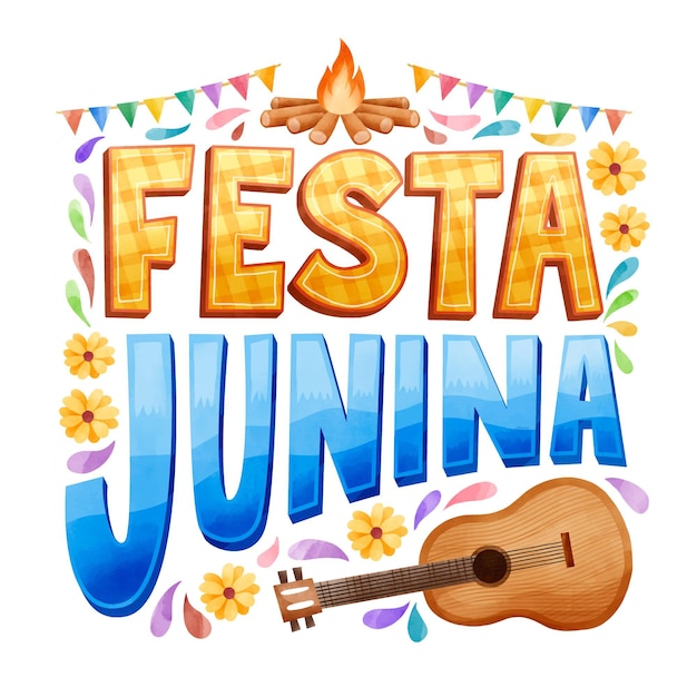 Vector gratuito concepto de acuarela festa junina