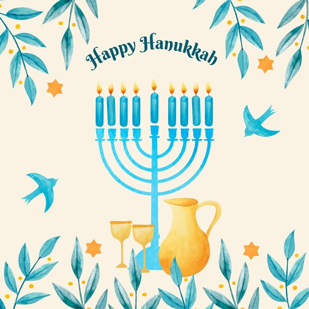 Concepto de acuarela de hanukkah