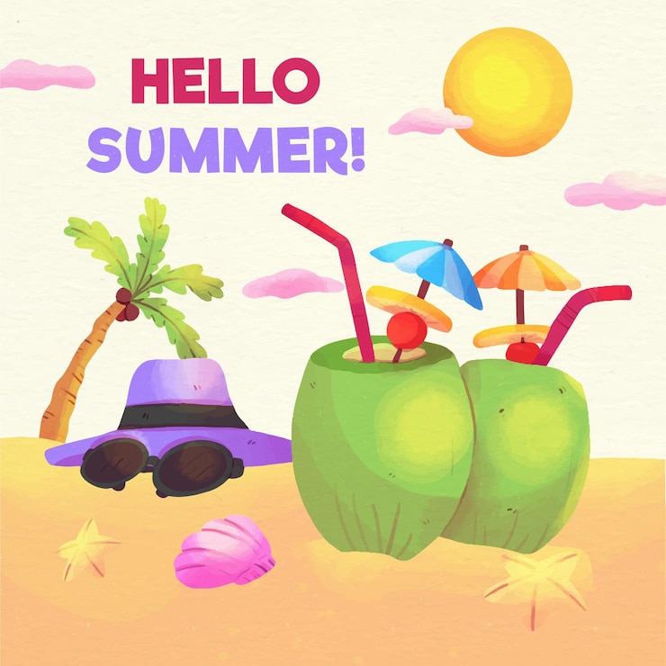 Vector gratuito concepto de acuarela hola verano