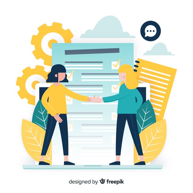 Concepto de acuerdo de negocios en diseño plano