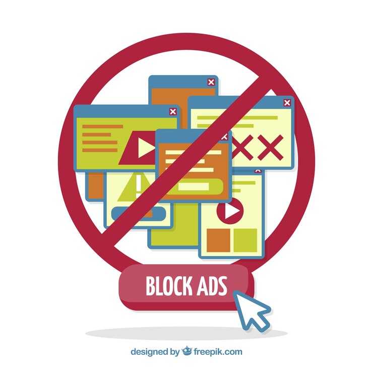 Vector gratuito concepto de ad block con diseño plano