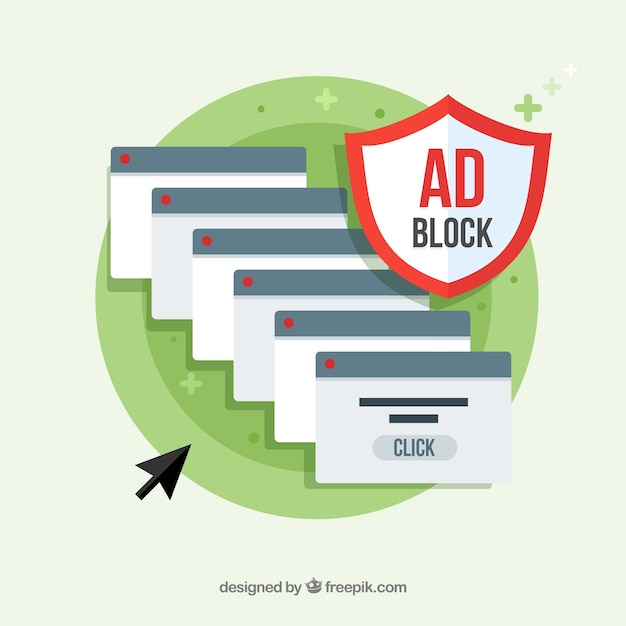 Vector gratuito concepto de ad block con diseño plano