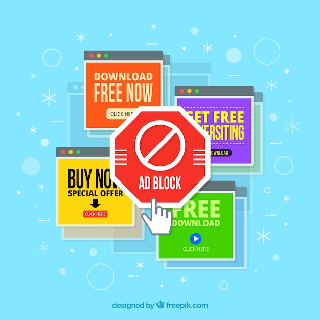 Concepto de ad block con diseño plano