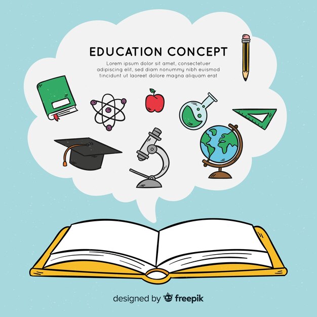 Concepto adorable de educación dibujado a mano