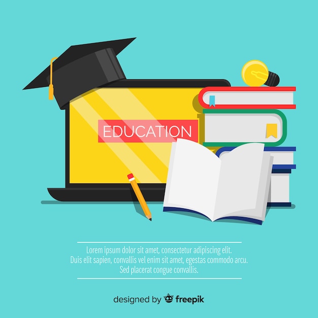 Concepto adorable de educación con diseño plano
