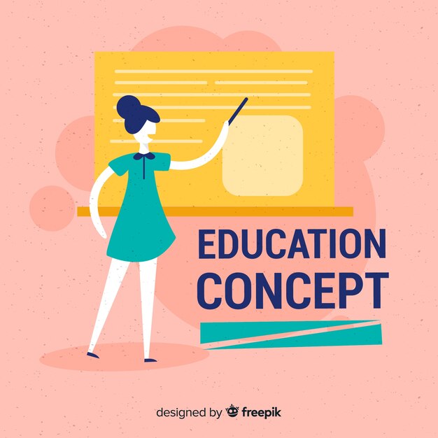 Concepto adorable de educación con diseño plano