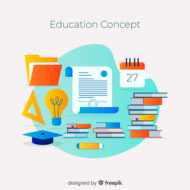 Concepto adorable de educación con diseño plano
