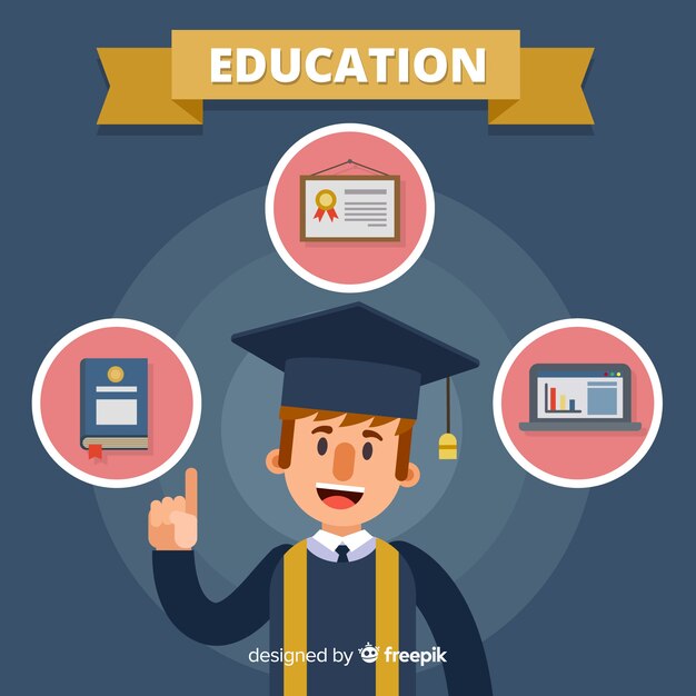 Concepto adorable de educación con diseño plano