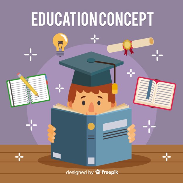 Concepto adorable de educación con diseño plano