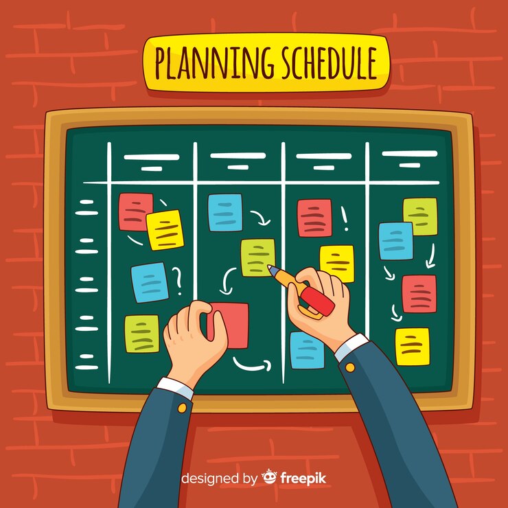 Vector gratuito concepto adorable de organización de horario dibujado a mano