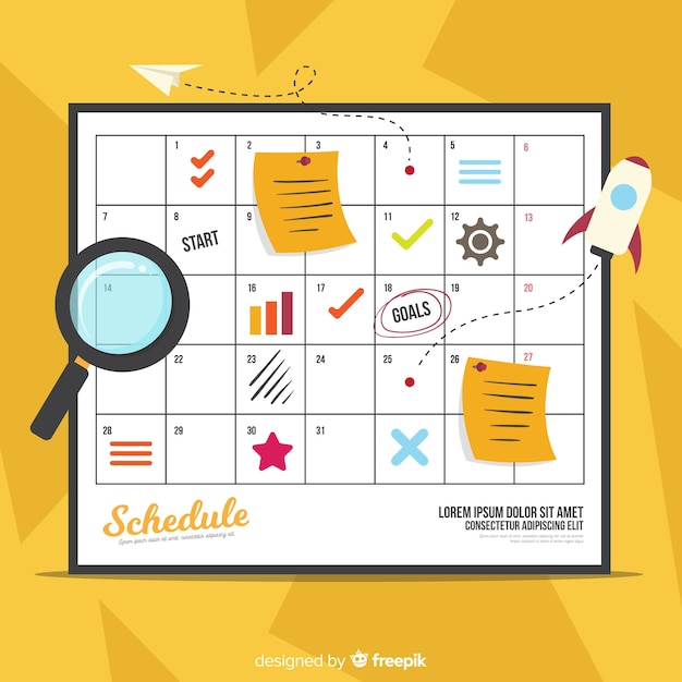 Vector gratuito concepto adorable de organización de horario dibujado a mano