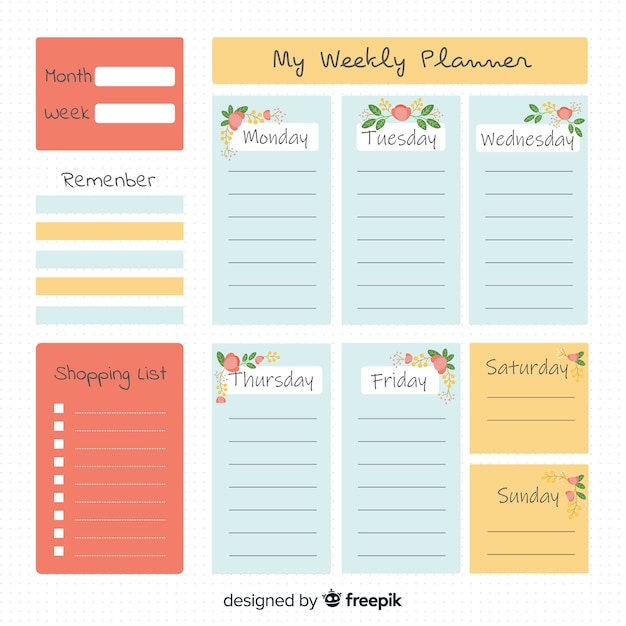 Vector gratuito concepto adorable de organización de horario dibujado a mano