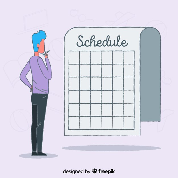 Concepto adorable de organización de horario dibujado a mano
