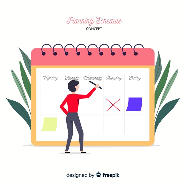 Concepto adorable de organización de horario dibujado a mano