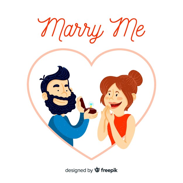 Concepto adorable de proposición de matrimonio dibujado a mano