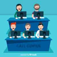 Vector gratuito concepto de agente de call center en estilo flat