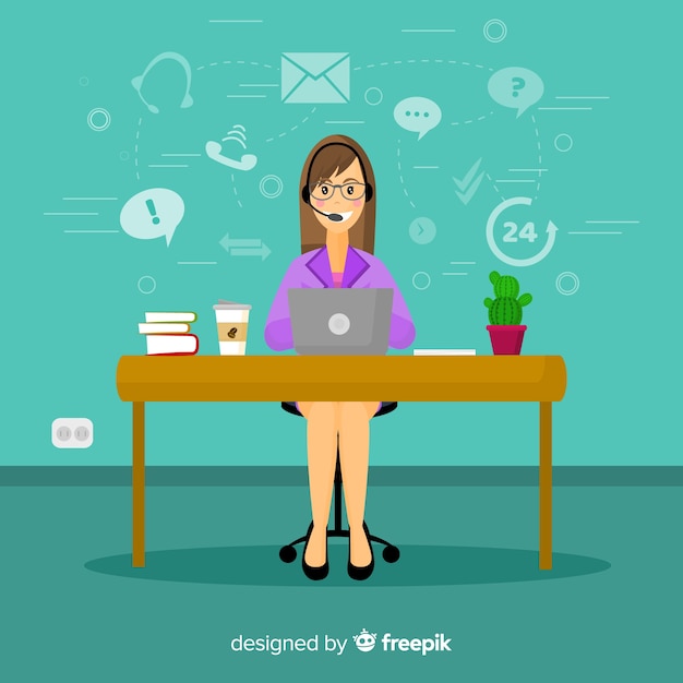 Concepto de agente femenino de call center