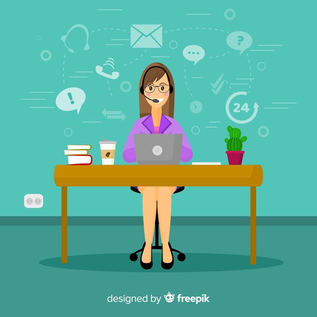 Concepto de agente femenino de call center