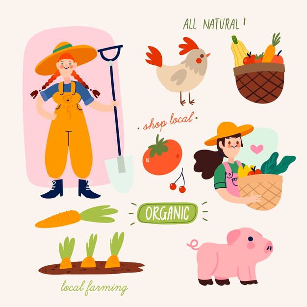 Concepto de agricultura ecológica con animales