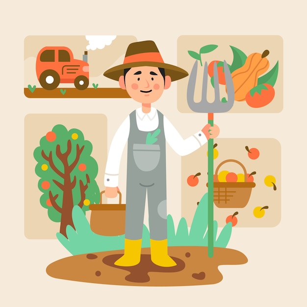 Vector gratuito concepto de agricultura ecológica para ilustración