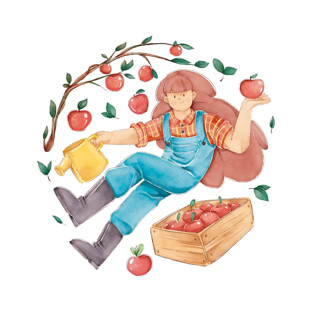 Concepto de agricultura ecológica con manzanas