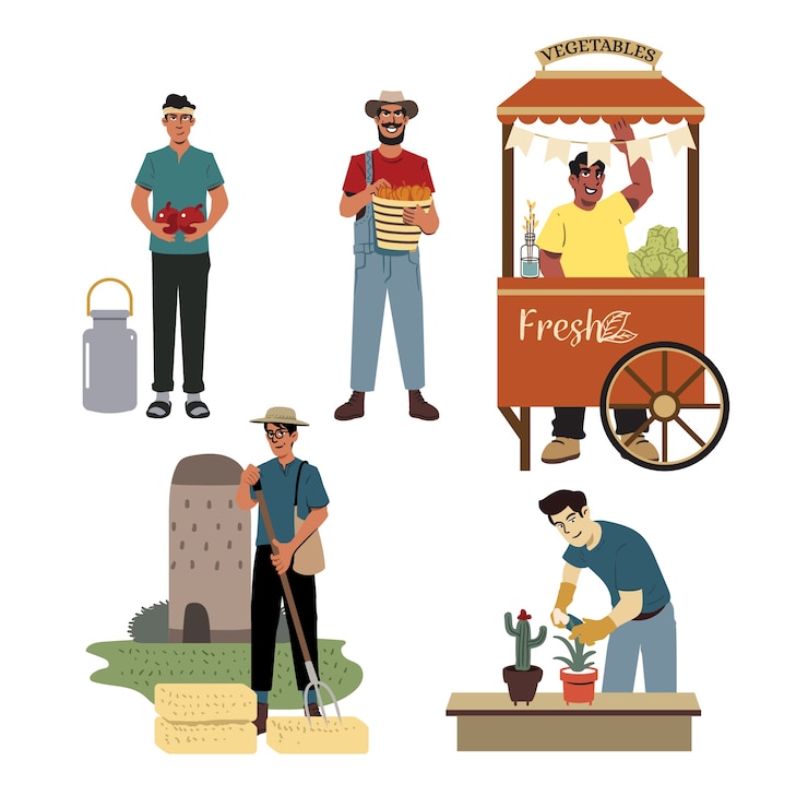 Vector gratuito concepto de agricultura ecológica con personas