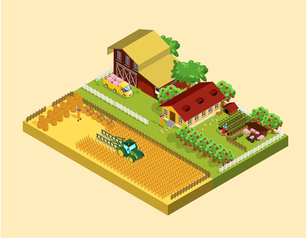 Concepto de agricultura isométrica