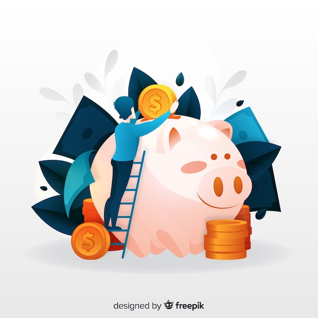 Vector gratuito concepto de ahorro de dinero