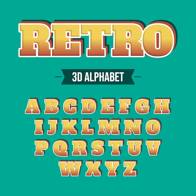 Concepto de alfabeto retro 3d