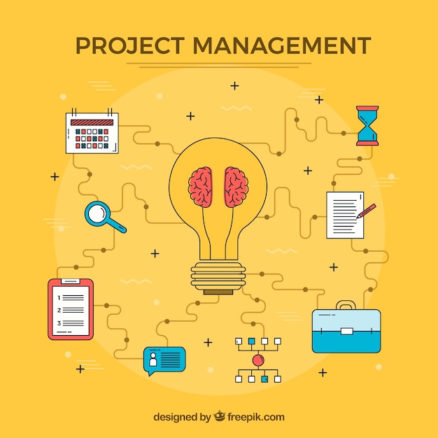 Concepto amarillo de gestión de proyectos en estilo flat