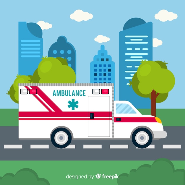 Concepto de ambulancia en estilo flat