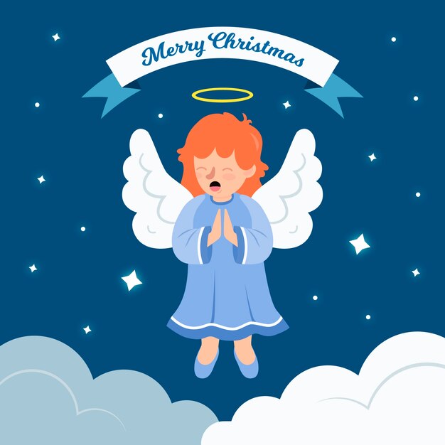 Concepto de ángel de Navidad en diseño plano
