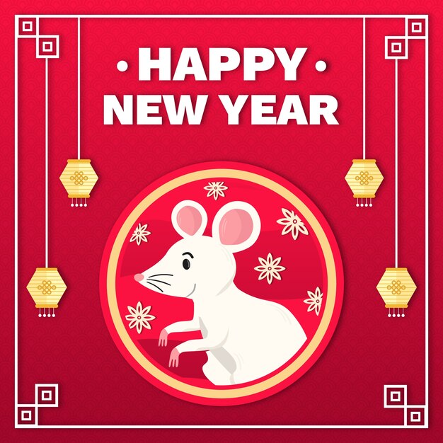 Concepto de año nuevo chino en papel