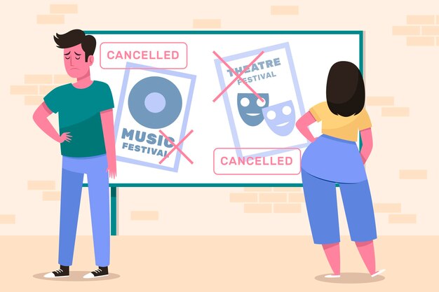 Concepto de anuncio de eventos cancelados