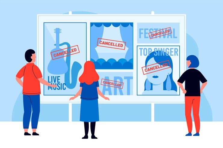 Vector gratuito concepto de anuncio de eventos cancelados