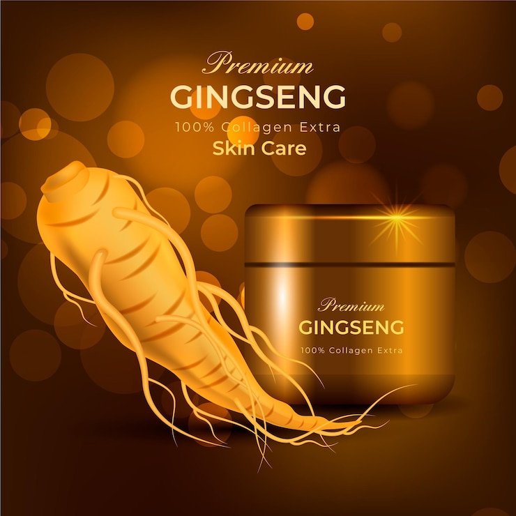 Vector gratuito concepto de anuncio de ginseng realista
