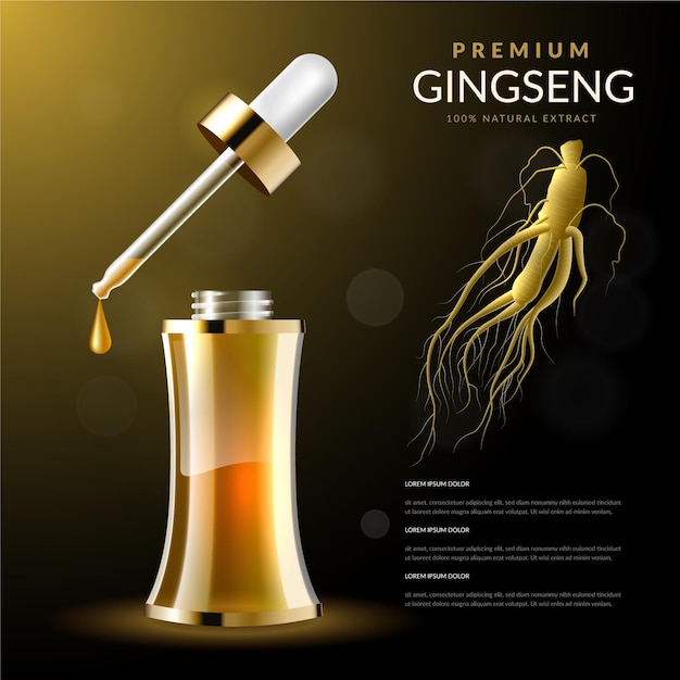 Concepto de anuncio de ginseng realista