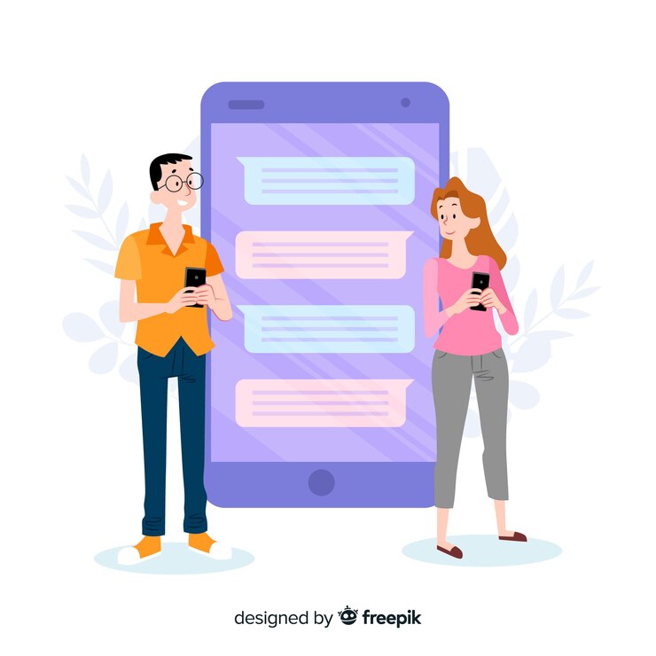 Vector gratuito concepto de aplicación de citas con cuadro de chat