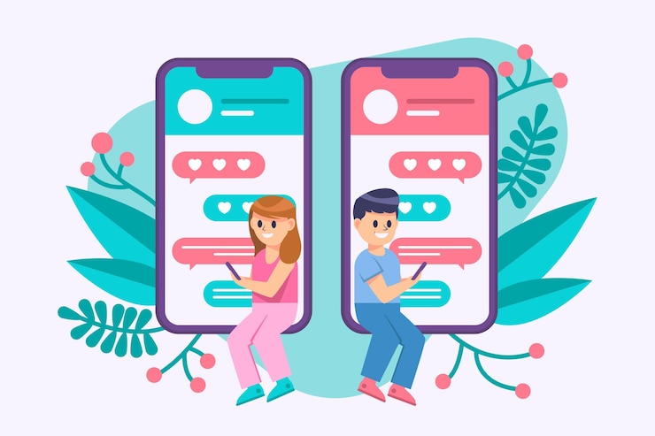 Vector gratuito concepto de aplicación de citas con hombre y mujer
