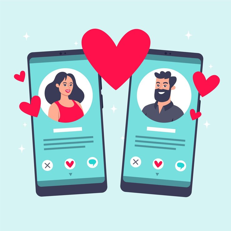 Vector gratuito concepto de aplicación de citas con hombre y mujer