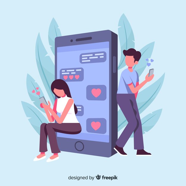 Concepto de aplicación de citas con smartphone