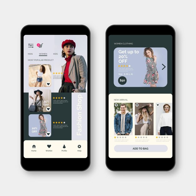 Concepto de aplicación de compras de moda