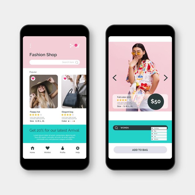 Concepto de aplicación de compras de moda