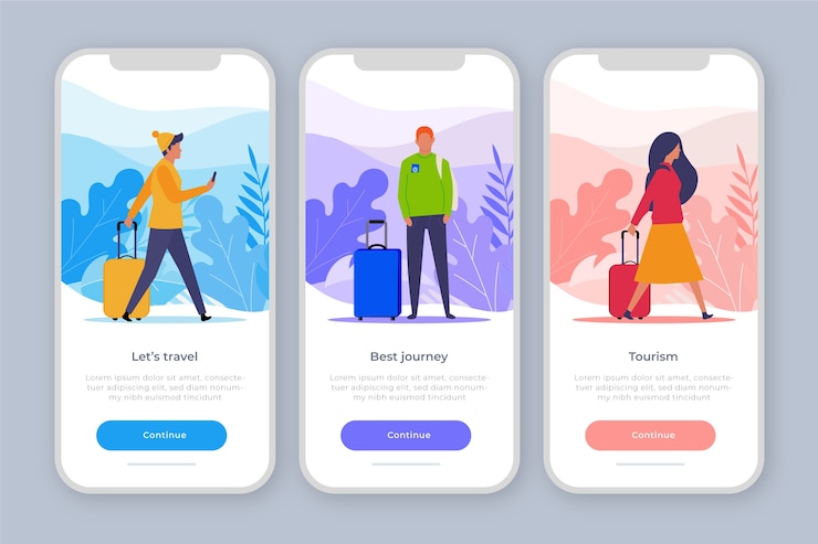 Vector gratuito concepto de aplicación de incorporación para viajar