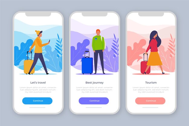 Concepto de aplicación de incorporación para viajar