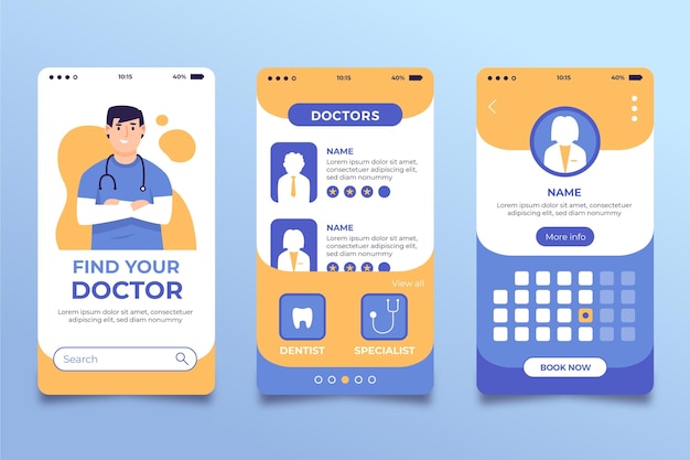 Vector gratuito concepto de aplicación de reserva médica