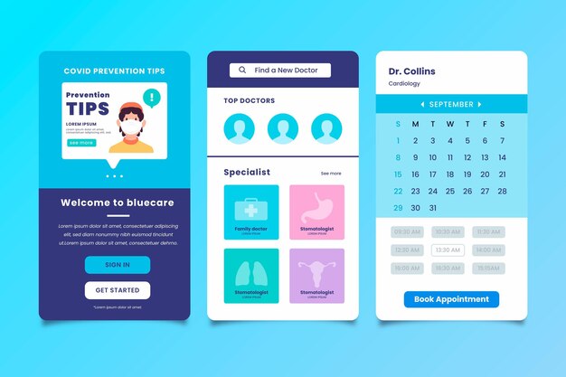 Concepto de aplicación de reserva médica