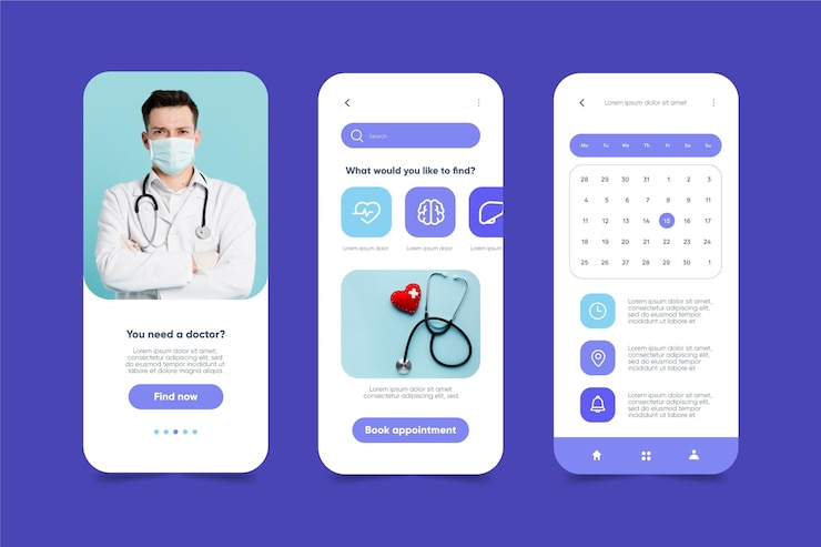 Vector gratuito concepto de aplicación de reserva médica